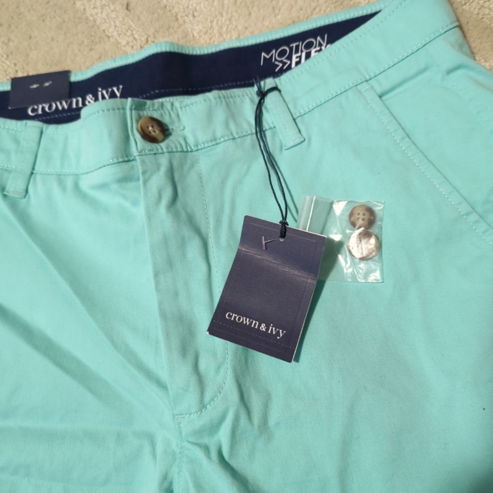 XXSOLDXX New Crown & Ivy Motion Flex Chino Shorts Men's Size 32 Mint Green NWT - Picture 6 of 10